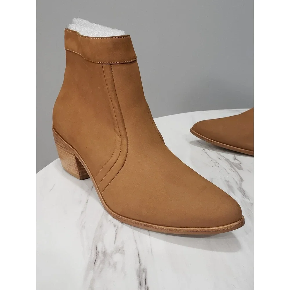 NEW NO BOX SIZE 10 MATISSE Women's Brown Leather Cece Boots ANKLE BLOCK HEEL